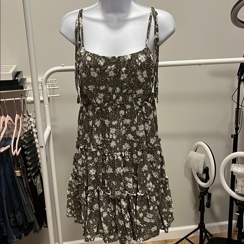 Floral Green and White Women's Dress